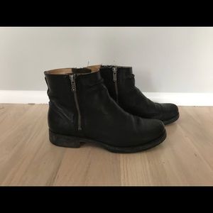 Frye black leather ankle boots
